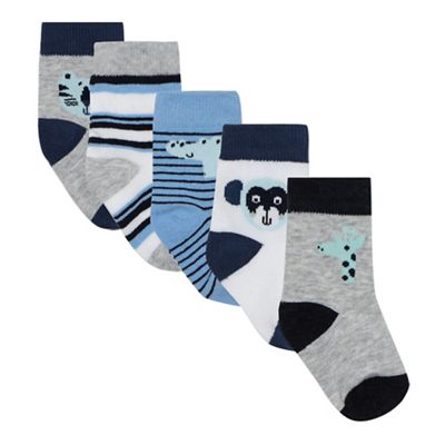 Baby boys' pack of five multi-coloured socks
